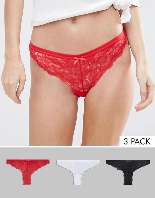 3 Pack Pretty Lace Thong