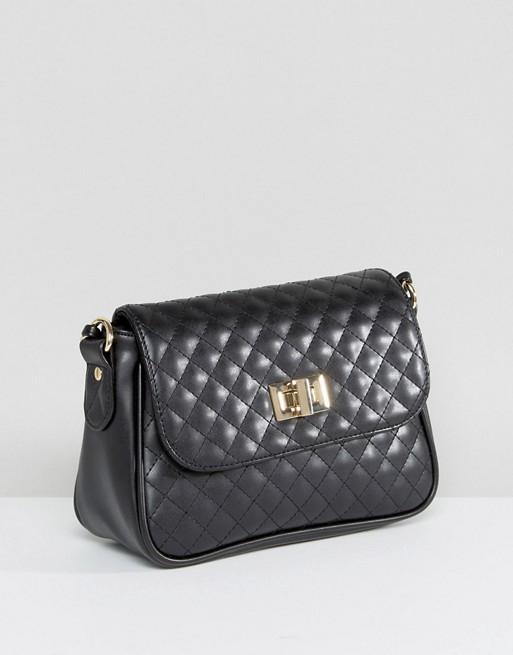 Quilted Lock Cross Body Bag