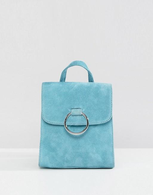 Suede Mini Backpack With Ring