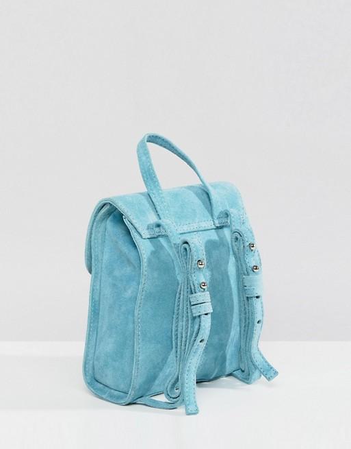 Suede Mini Backpack With Ring