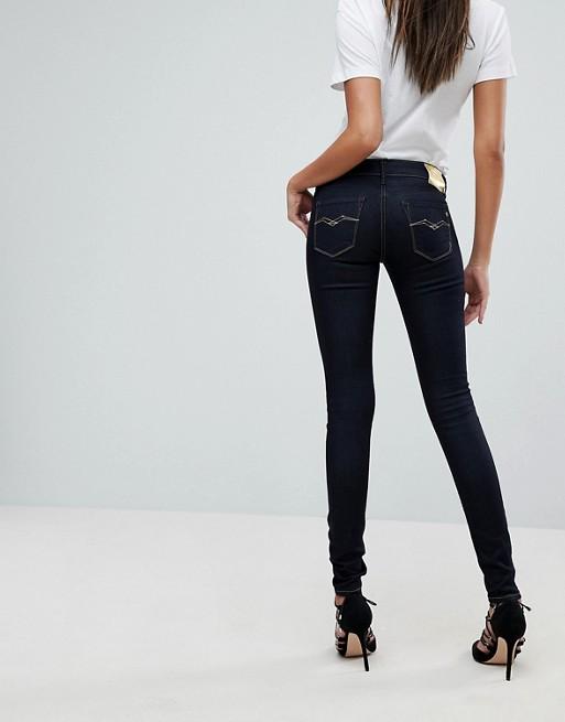 Replay Luz Mid Rise Rinse Jean with Contrast Stitch